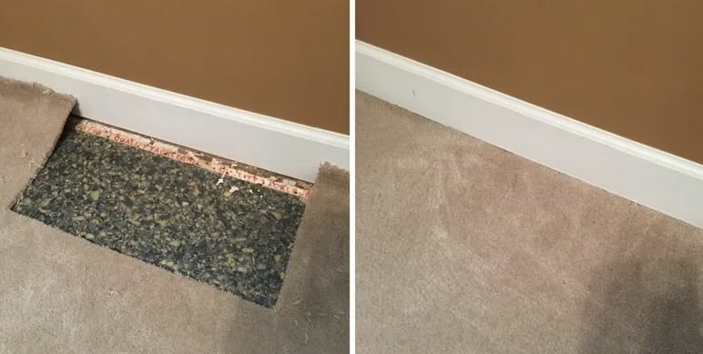 Carpet repair before and after