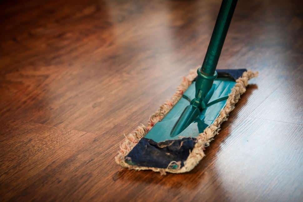 Mop cleaning wooden floor